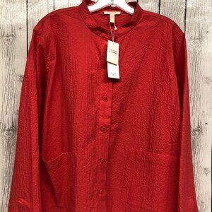 Eileen Fisher Watermelon Modern Collar Jacket  NWT Ladies Size Lg  **